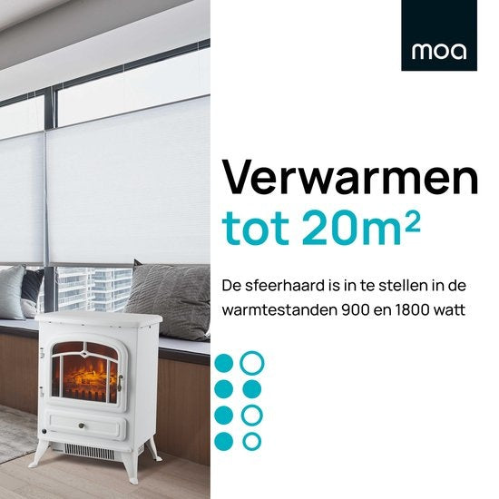 MOA Cheminée électrique - Atmosphere Fireplace Classic - Chauffage - Poêle - Freestanding - White - ES180W
