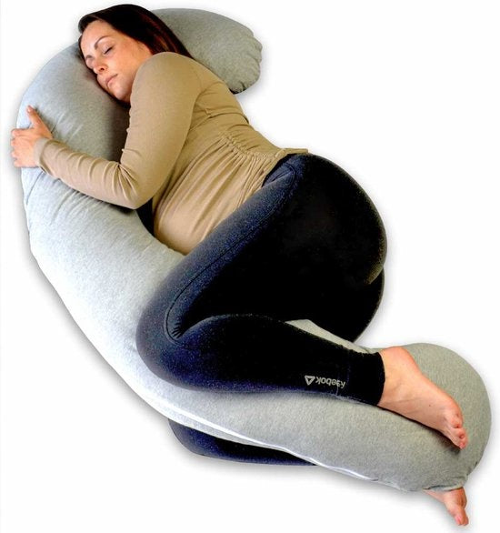 Oreiller de grossesse - Ella - forme de J - 3.1 kg- lavable à 30 degrés - Gris