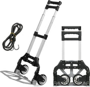 Yaheetech Chariot pliable 75 kg - équipé d'une poignée télescopique, de roues en caoutchouc et d'un câble de tension - pour le transport et le déménagement - aluminium et plastique noir et argent - 39,5 x 39,5 x 100 cm