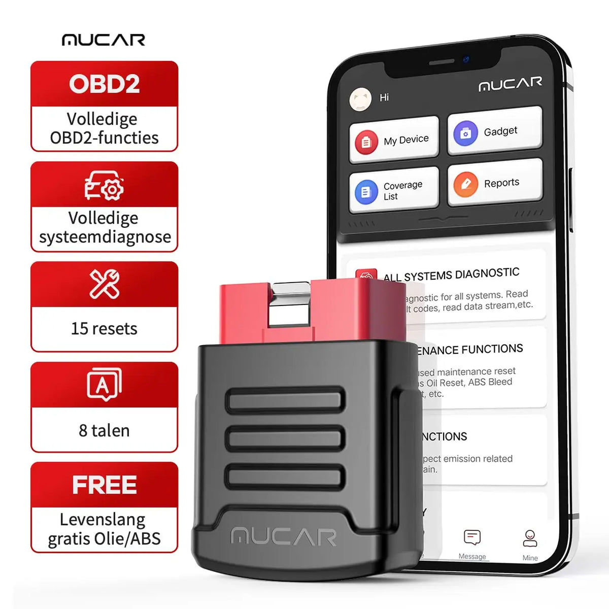 Scanner OBD2 MUCAR BT200 Pro avec Bluetooth, diagnostics complets du système gratuits à vie, 15 services de réinitialisation (1 an gratuit), fonctions OBD2 complètes, compatible avec plus de 128 marques de voitures, pour iOS et Android