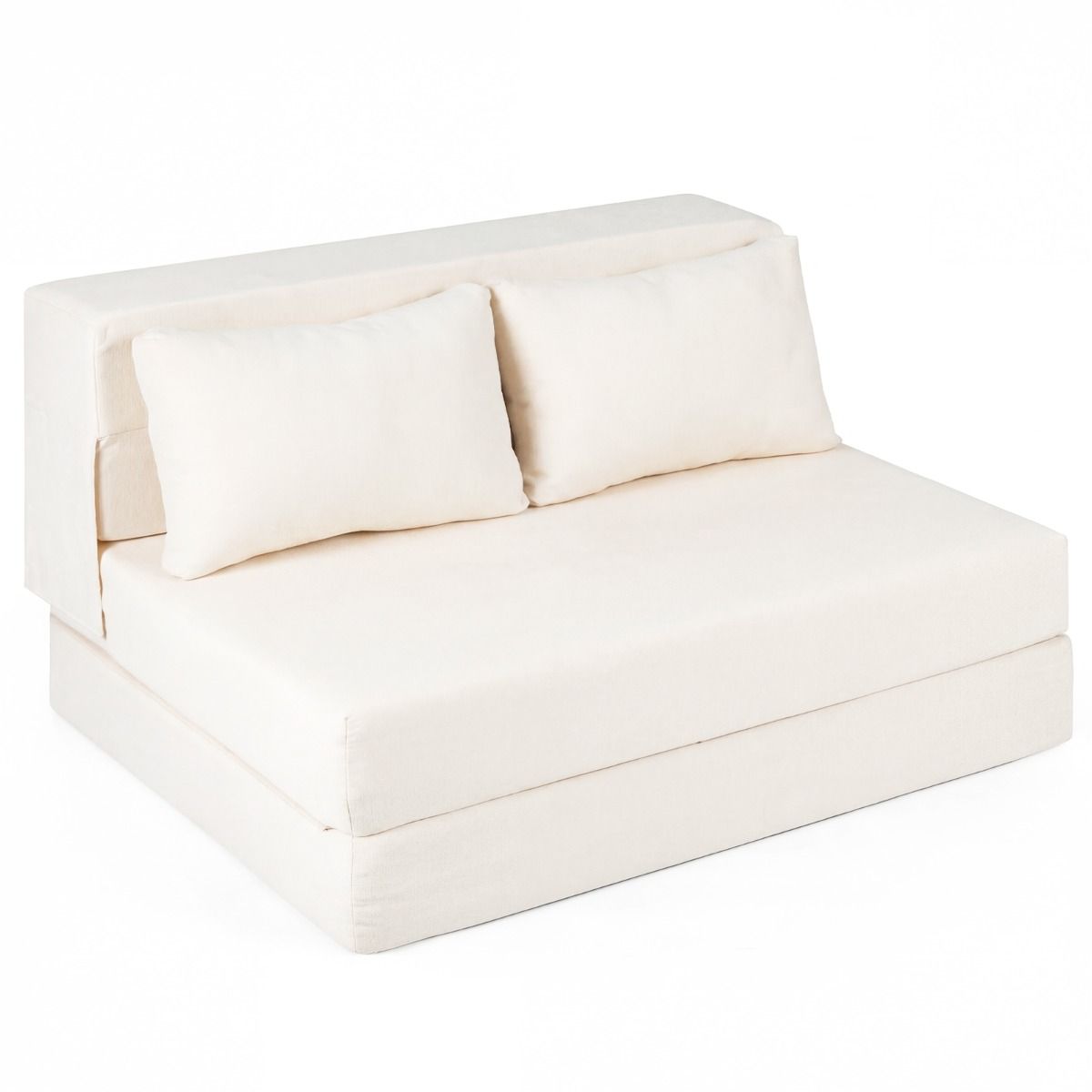 Canapé-lit Coast 3-en-1 - chaise longue pliable - revêtement en chenille - beige/gris