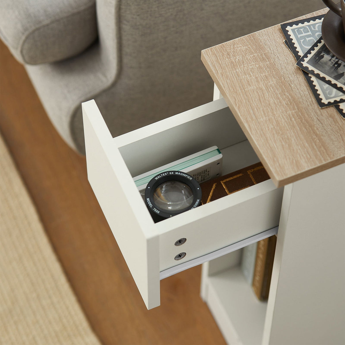 Table de chevet - SoBuy - 1 tiroir + espace ouvert - 20x35x60 - Blanc