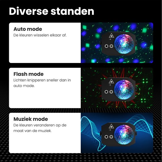 Auronic LED Disco light - Party laser - Kids - Party lighting - Disco light - Remote control and Music controlled - 3 Meter cable