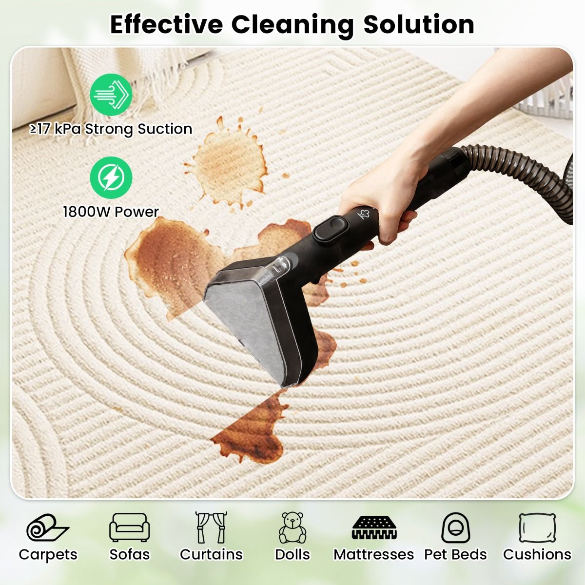 Nettoyeur de tapis Coast - nettoyeur de taches portable - fonction vapeur - noir