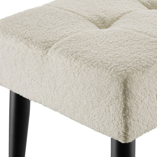 Banc rembourré tectake® - 95 x 38 x 45 cm - Motif de surpiqûres - Capacité de charge : 220 kg - Banc d'assise - Banc d'entrée - Banc pour salon, chambre à coucher, couloir - Bouclé crème