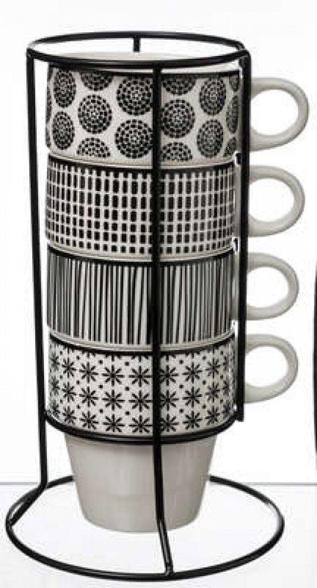 SG - Lot de 4 tasses de 20 cl avec support métallique