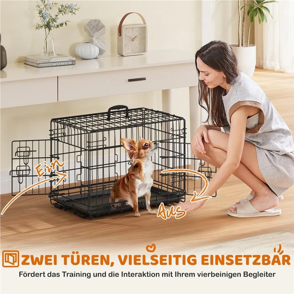 Yaheetech Banc pour chien - pliable - 61.5x41.5x47 cm - banc de transport - tiroir inférieur - panneau de séparation - noir