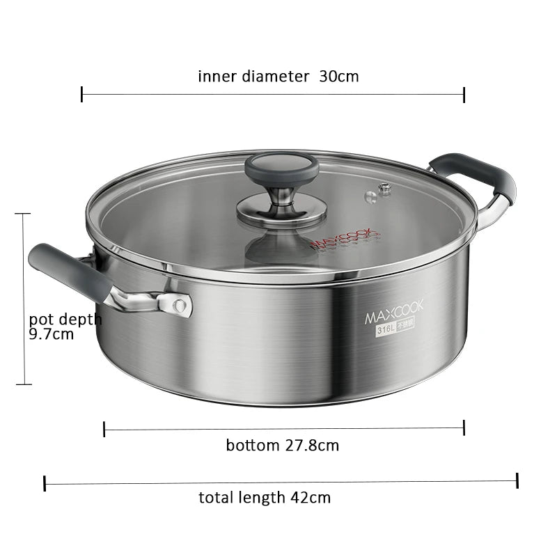 Marmite en acier inoxydable Maxcook - 30 cm - 6,5 litres