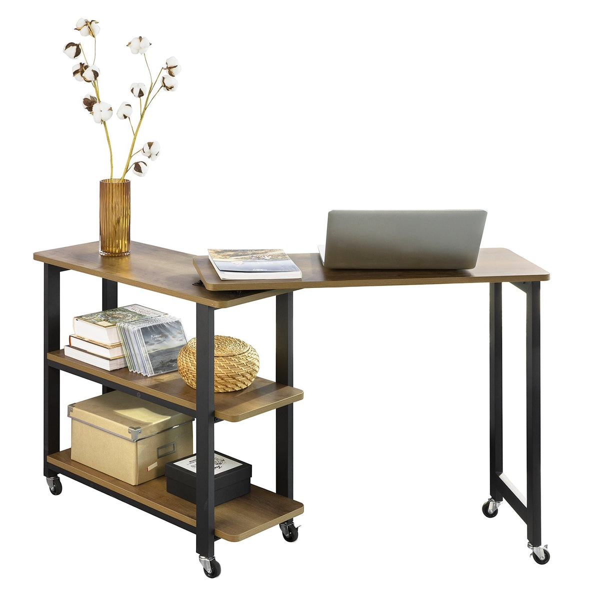 SoBuy Table d'appoint pivotante à roulettes - 133x30x69 cm