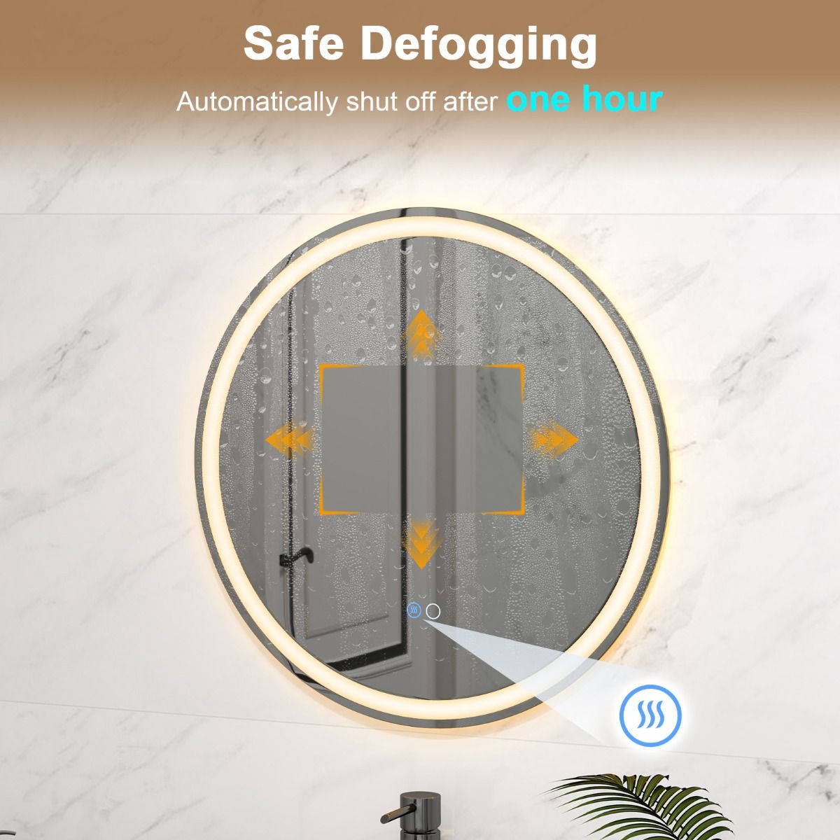 Miroir de salle de bains Coast à LED - intensité réglable avec système anti-buée - fonction mémoire - argent 60 x 60 cm