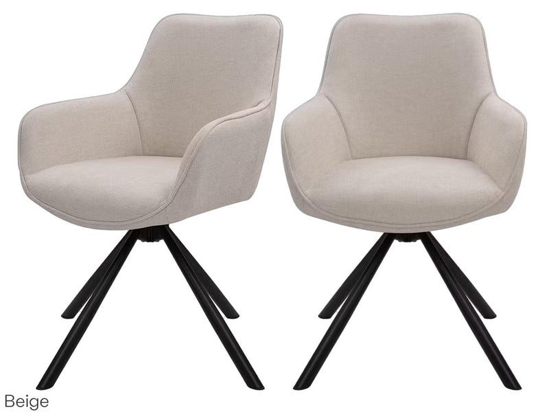 Chaise de salle à manger pivotante Dutchbone Oliver - Lot de deux - Tissu beige - Assise confortable