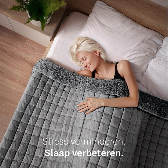 Couverture lestée CozySense® 5 kg - Couverture lestée - Couverture lestée - GLASS-Flow® Distribution de la pression - 135x200 - Velours flanelle & Sherpa - Hypoallergénique - Gris