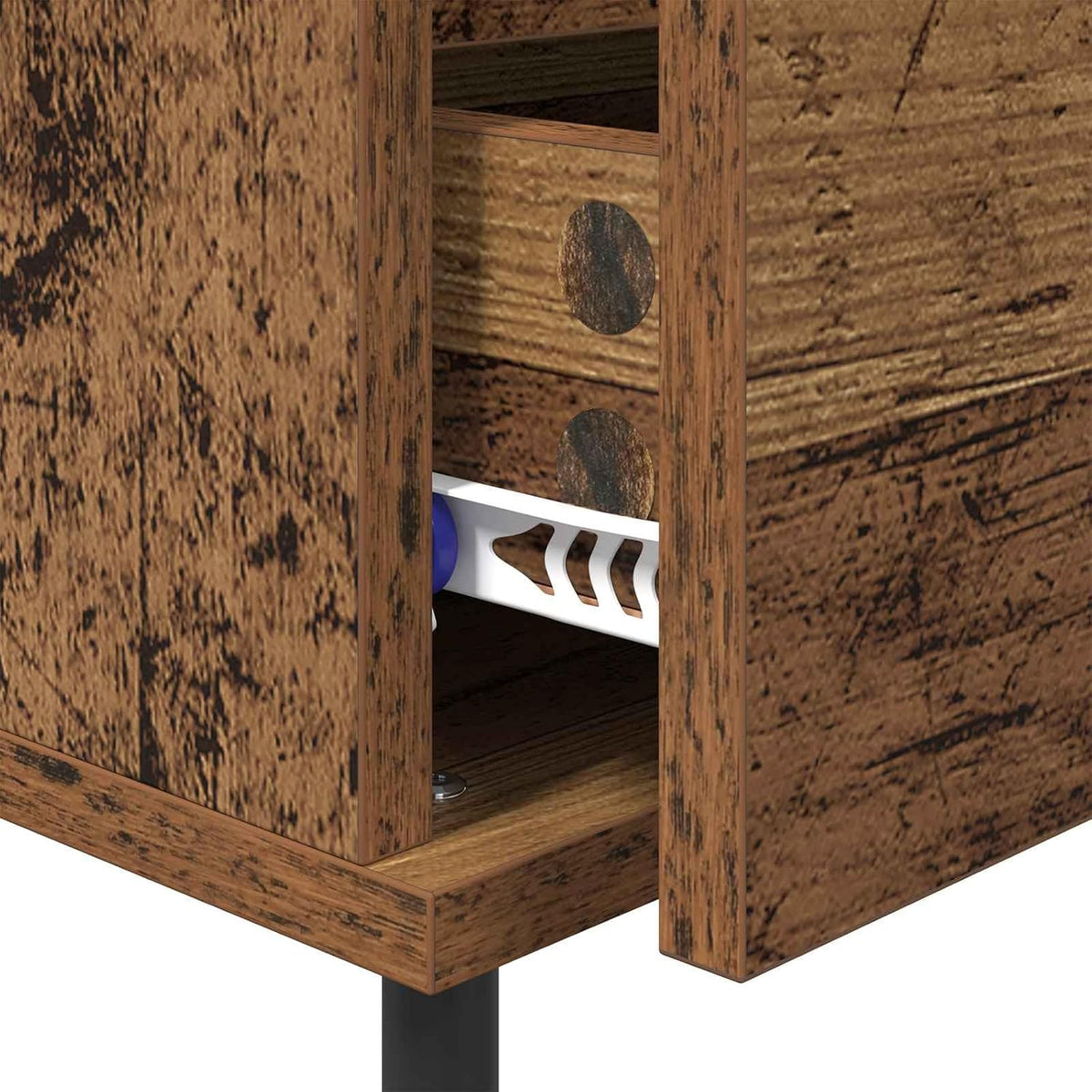 vidaXL Table de chevet avec tiroir - Bois vieilli - 40 x 35 x 50 cm