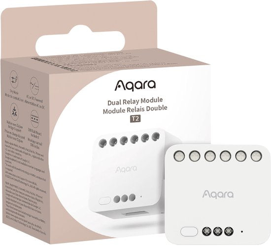 Module relais double Aqara T2, interrupteur encastrable intelligent à 2 canaux, Zigbee Matter