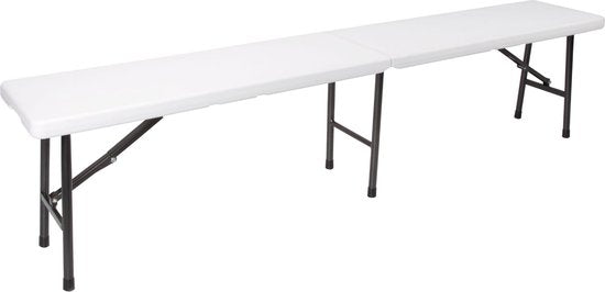 Perel Banc pliant 4 places - Pliable et résistant aux intempéries - Avec poignée - Idéal pour le pique-nique, le camping, le barbecue et l'utilisation intérieure/extérieure - Maximum 400 kg - Blanc