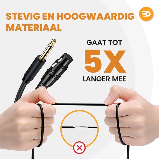 Drivv. Premium XLR Cable - XLR femelle vers jack 6,35 mm mâle - Jack stéréo - 5 mètres