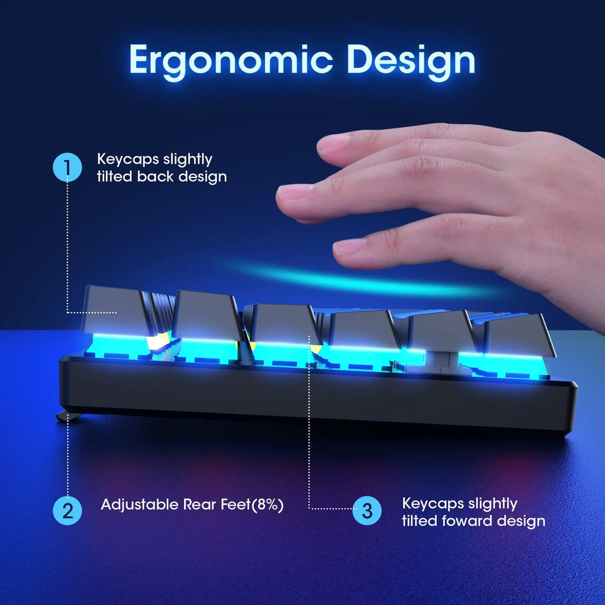 Clavier mécanique ET USB filaire - 104 touches - Commutateurs bleus, RGB, anti-ghosting
