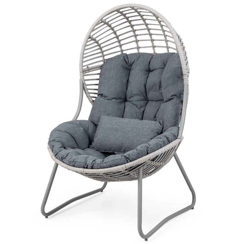 Fauteuil Coast en rotin - design en forme d'œuf - coussins amovibles - gris