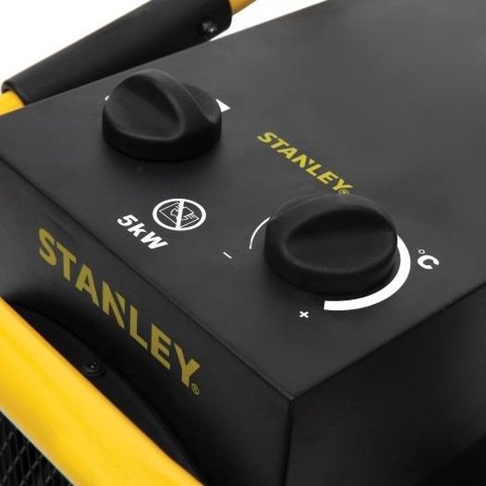Chauffage électrique à air Stanley STN5000RN – 5 000 W, courant triphasé 400 V – Radiateur soufflant industriel pour ateliers et chantiers – Noir/Jaune
