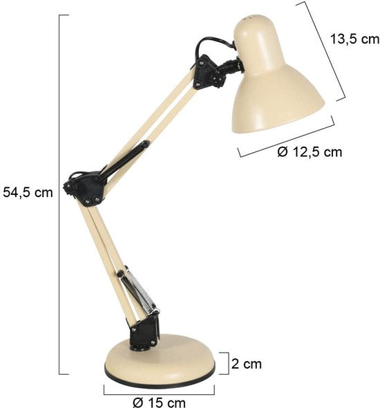 Lampe de table Study 3456CR – Lampe de bureau en métal de couleur crème, orientable, de la marque Mexlite, pour usage intérieur
