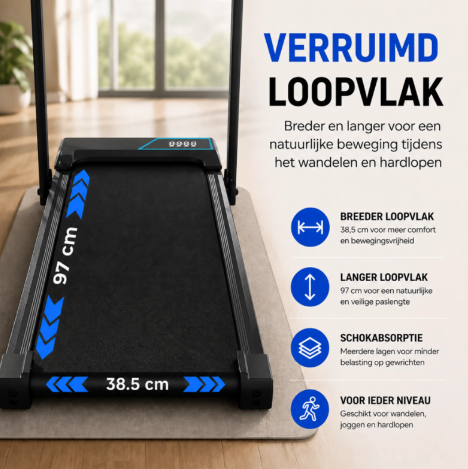 Tapis de course électrique Sportfloww - 1-12 km/h - Inclinaison de 9 % - Pliable - Application et télécommande - Noir