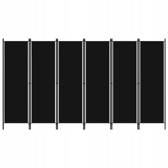 Paravent noir - 6 panneaux - 300 x 180 cm - Séparateur d'espace