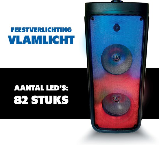 Enceinte Bluetooth avec microphone - Boîte de réception avec éclairage d'ambiance - Boîte à musique et Karaoké - Enceinte de réception avec entrées Bluetooth, Aux et USB - Facile à déplacer grâce à la poignée - Noir