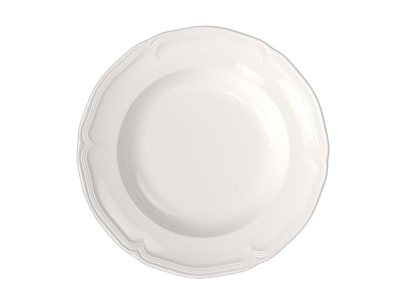 Assiette creuse Villeroy & Boch Manoir - Porcelaine haut de gamme - Ø 23 cm - Lot de 6 - Blanc
