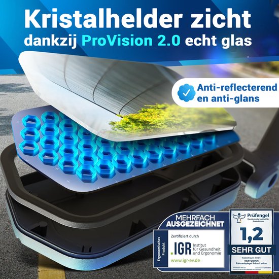 NEXTCOVER® Rétroviseur vélo e-bike droit avec verre ProVision - Rétroviseur vélo monté sur le guidon - Rétroviseur vélo e-bike, Rétroviseur vélo et e-bike