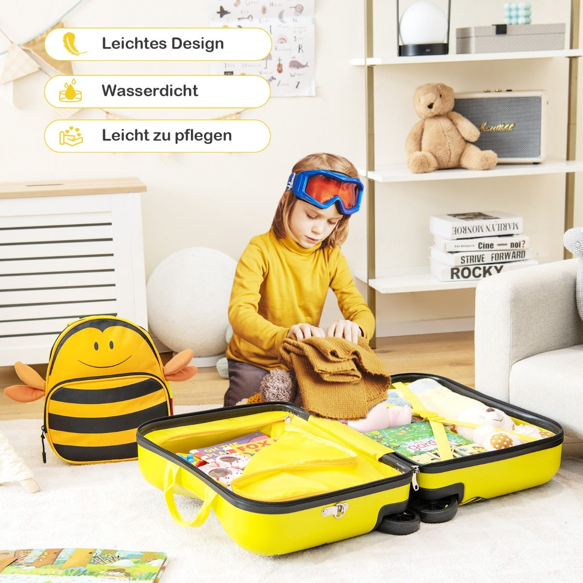 Coast 2 -PCS Kindofer + Backpack Mallette de transport de 47 cm de long et sac à dos de 30 cm de large jaune
