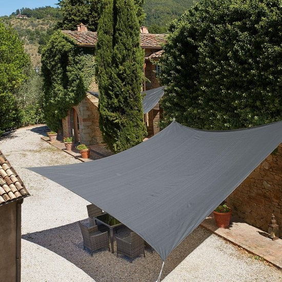 Tectake - Toile d'ombrage - Carré 2.4x4m - Polyéthylène - Gris