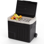 Auronic Electric Cool Box - Compresseur - 40L - 12V et 240 volts - Réfrigérateur de camping - Frigobox Car - Avec roues et poignée - Noir