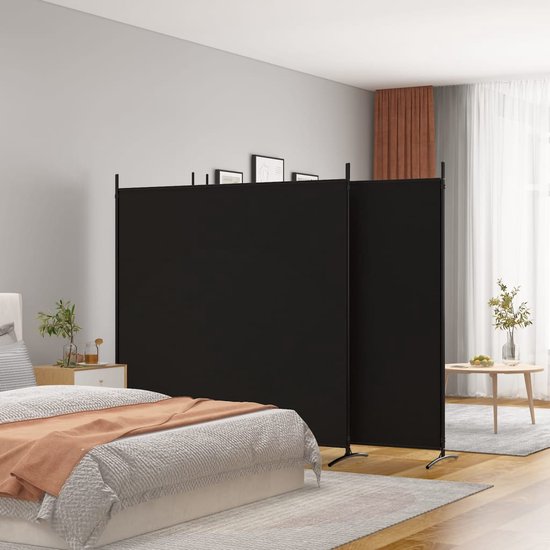 vidaXL - Paravent - avec - 4 - panneaux - 698 x 180 - cm - tissu - noir