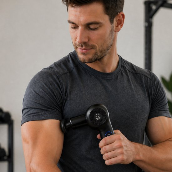 Northwall Massage Gun Mini - Pistolet de massage avec étui et 4 embouts - Appareil de massage puissant et sans fil pour le sport et la détente