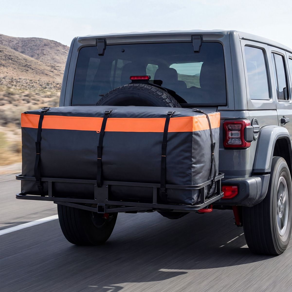 Coffre de toit Coast pour attelage - étanche - 550 litres - orange/noir