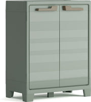 Keter Planet Meuble de rangement extérieur bas - 1 étagère - 44x80x100cm - Gris clair/noir
