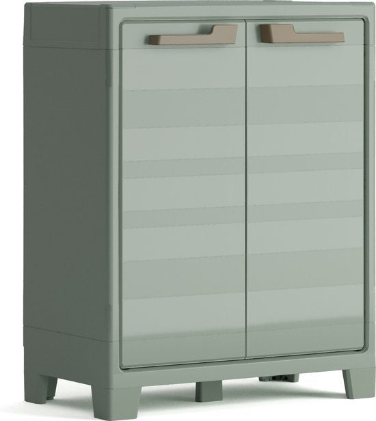 Keter Planet Meuble de rangement extérieur bas - 1 étagère - 44x80x100cm - Gris clair/noir