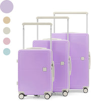 Skycases City Walker - Ensemble de valises 3 pièces | Léger et durable | 20, 24 et 28 pouces | Roues pivotantes à 360° | Verrouillage TSA | Housses de protection incluses - Violet