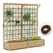 Jardinière en bois Coast avec treillis - 2 jardinières - toit suspendu - couleur naturelle - 180 x 48 x 183 cm