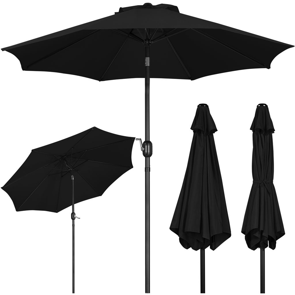 Parasol Yaheetech avec balancier - Inclinable - Noir - Ø 270 x 240 cm