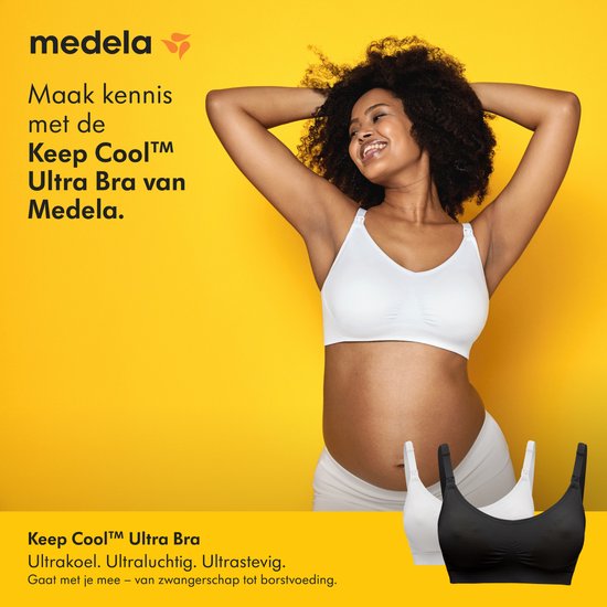 Soutien-gorge Medela Keep Cool Ultra - Soutien-gorge d'allaitement sans coutures - Soutien-gorge de grossesse avec 6 zones respirantes - Tissu Soft Touch – Confortable et offrant un bon maintien - Noir - Taille XL