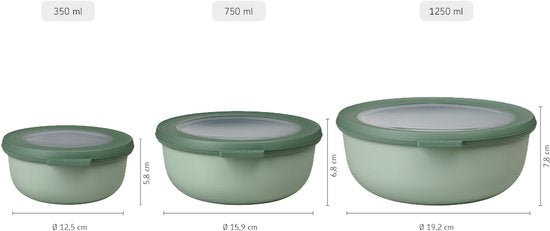 Mepal - Lot de boîtes de conservation Multikom Cirqula - 350 + 750 + 1 250 ml - Rondes - Noir nordique