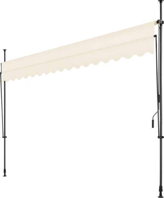 tectake - store à pinces - parasol - réglable - store à pinces - parasol balcon - 400 x 180 cm - beige - parasol