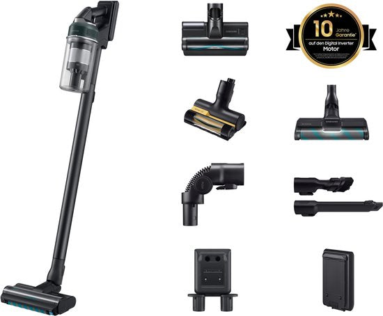 Aspirateur balai Samsung VS70H25XFT à batterie, à sec, filtre HEPA, sans sac, 0,8 l, 770 W, noir, bleu-vert, vert