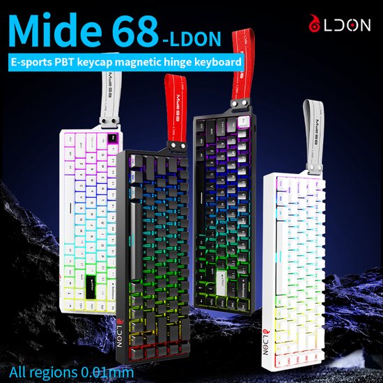 Mide68 - Clavier gaming filaire à 65 % - Clavier rétroéclairé RGB - Clavier mécanique à déclenchement rapide à effet Hall - Hot Swap - 8 kHz - Temps de réponse de 0,01 mm - 0,125 ms - Touches imprimées sur le côté - 68 touches - Meilleur rapport qualité-p