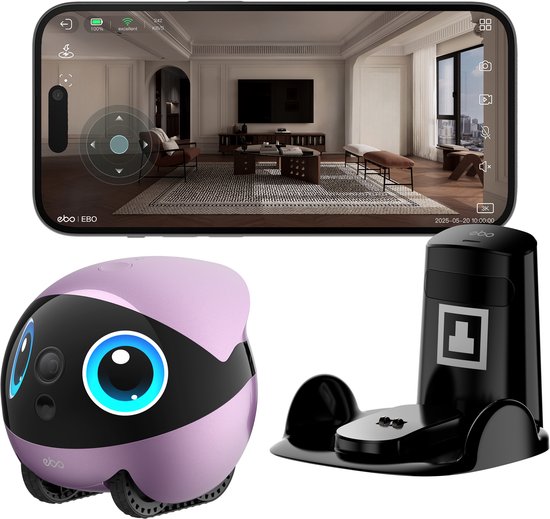 Enabot Air 2 Plus - Robot d'accompagnement intelligent - Caméra 3K HD - Double communication - Rose