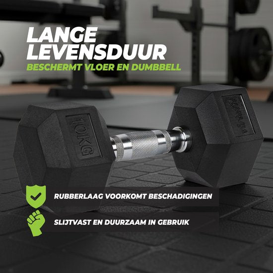 VirtuFit Hexa Dumbbell Pro - 10 kg - Hexagon Dumbbell - Durable et résistant - Entraînement musculaire - Poids - CrossFit & Fitness - Convient aux débutants et aux professionnels - Vendu à l'unité