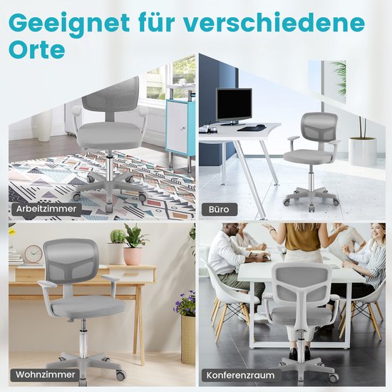 Chaise de bureau pivotante à 360° Coast pour enfants - 80-91,5 cm - pour les enfants de 3 à 10 ans - grise