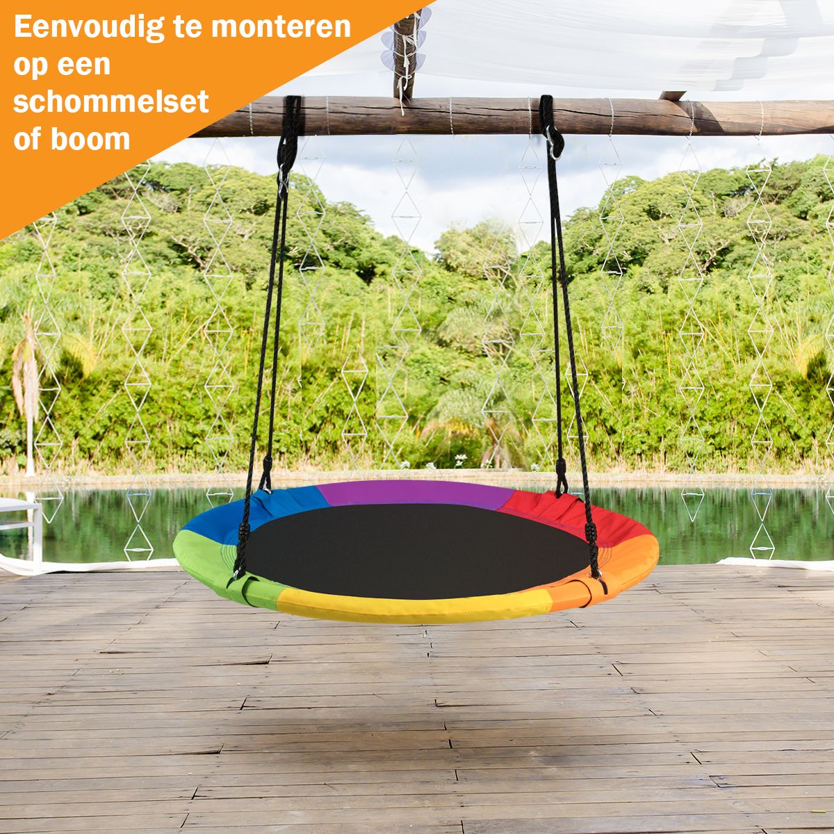 Balançoire Coast Nest - balançoire ronde - hauteur réglable - multicolore 100 cm