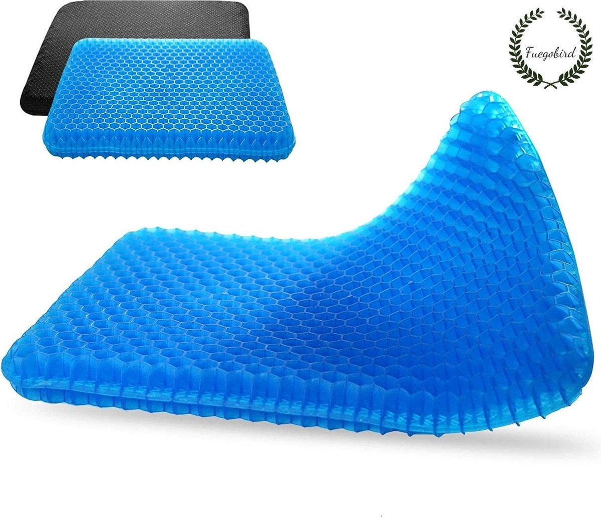 Fuegobird Gel Pillow - Coussin ergonomique - Coussin de siège orthopédique - Structure alvéolaire double couche - Avec housse de coussin - Bleu